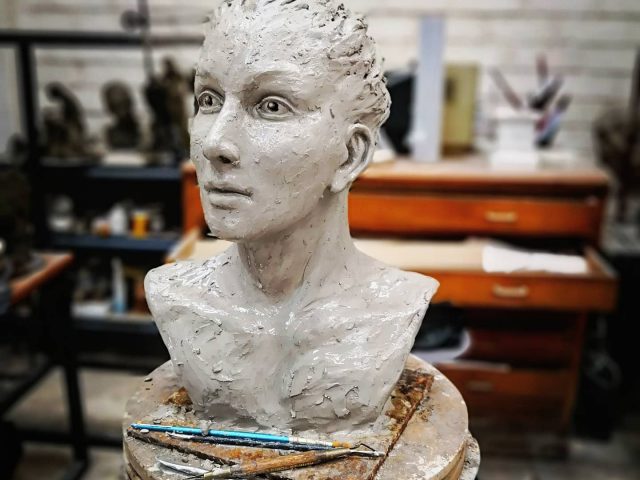 The adolescent’ original clay before the bronze.